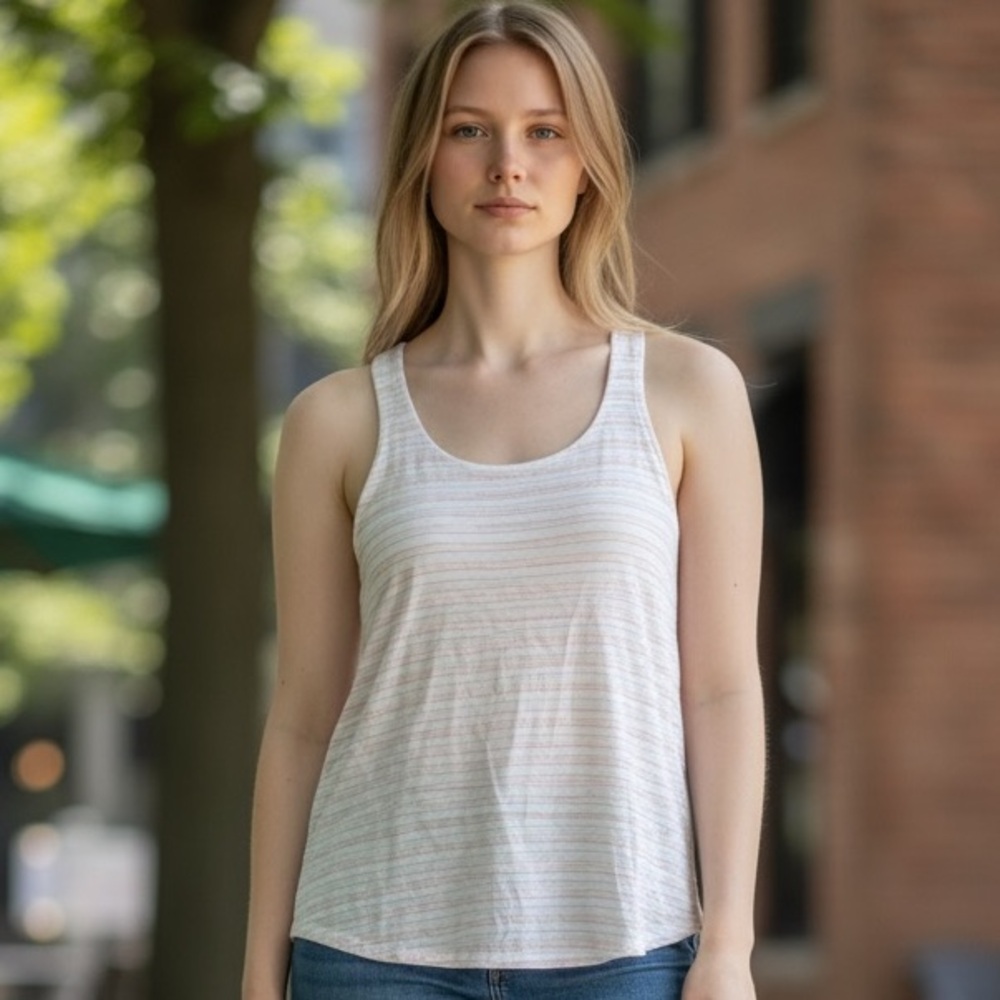 Express Cream & Blush Stripe Racerback Tank Top Size M NWT